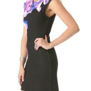 Alexandar McQueen McQ Bodycon Black Floral Orchid Dress